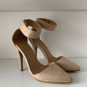 Nude faux suede pumps